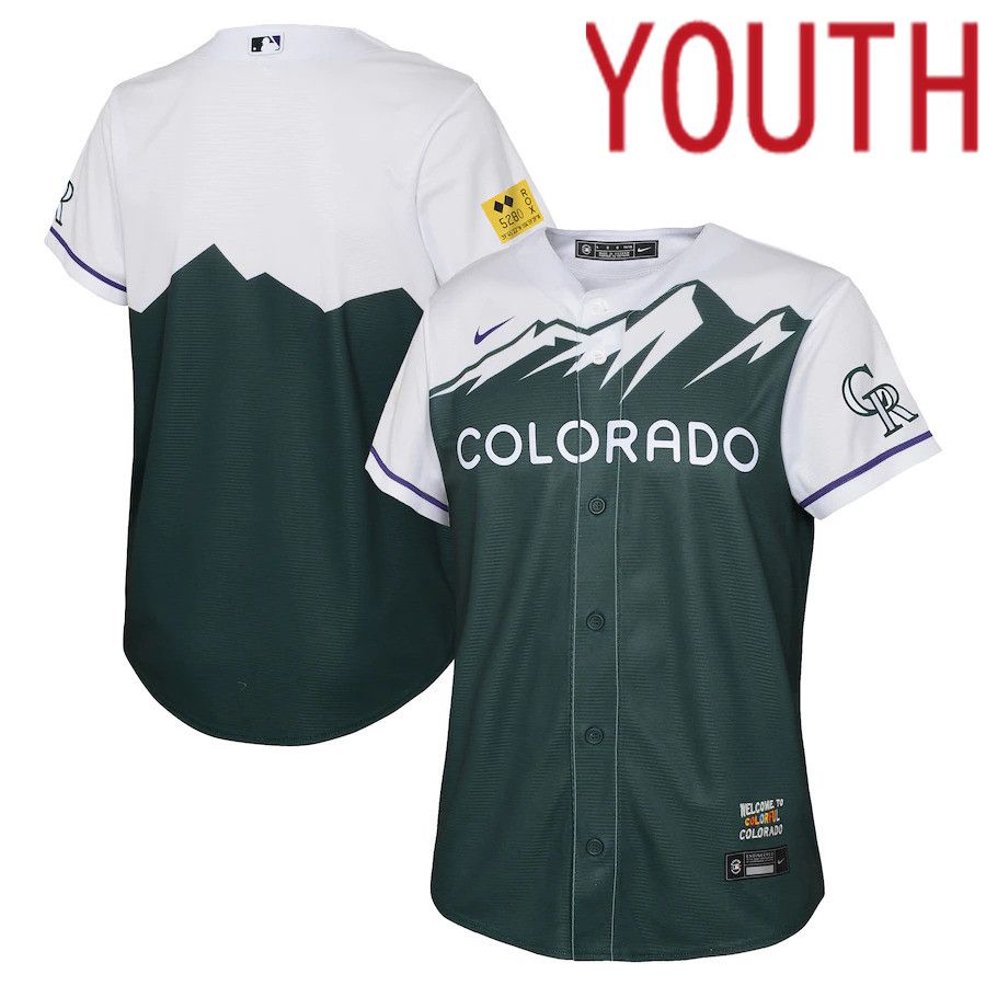 Custom Youth Colorado Rockies Blank Nike Green 2022 City Connect Replica Team MLB Jersey